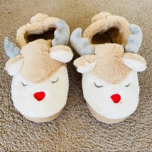 3D Elk Puffer Faux Fur Winter Slippers Booties W8